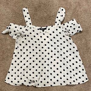 La Hearts White Polka Dot Women's Top (L)